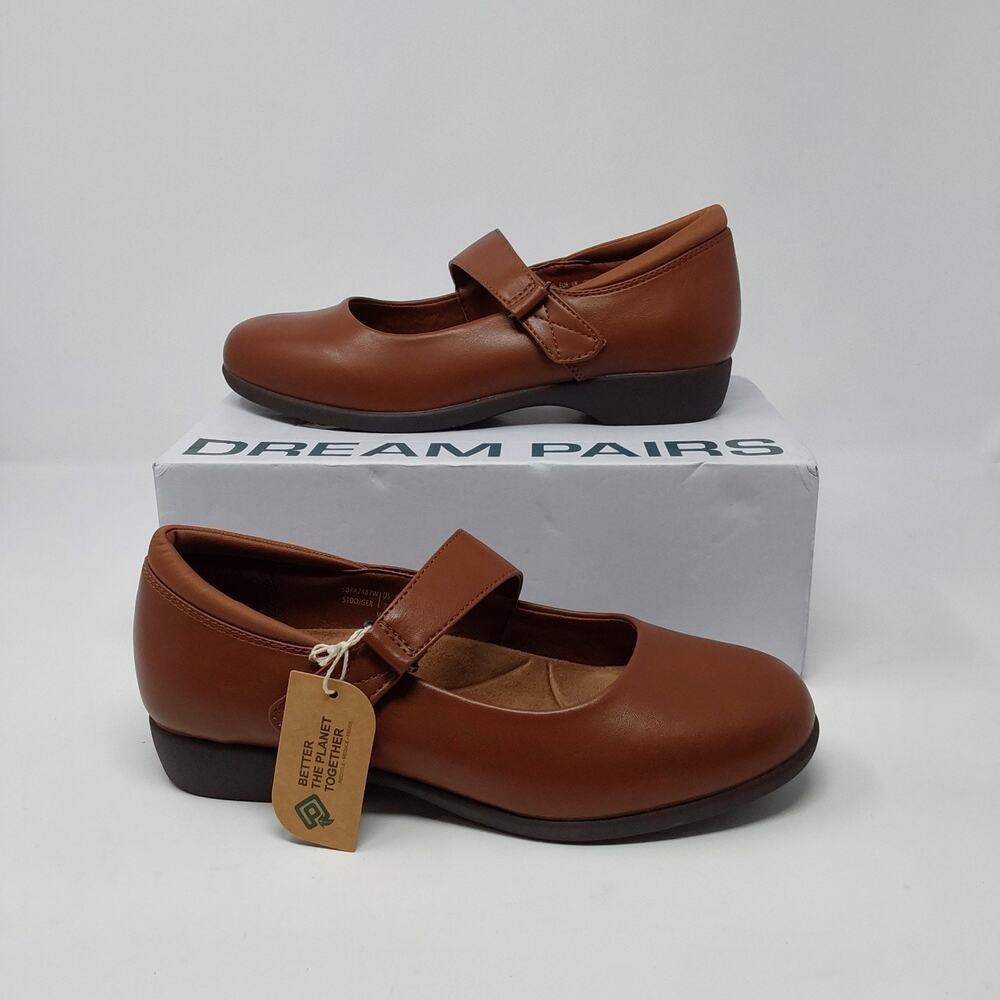 DREAM PAIRS Josephine Womens 7 Brown Mary Jane Flats Comfort Shoes SDFA2407W